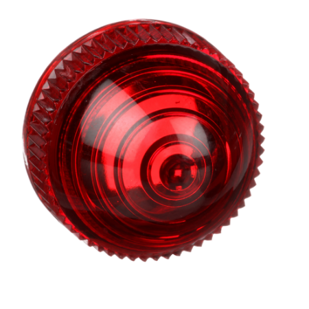 Picture of Lens, Harmony 9001K, Harmony 9001SK, polycarbonate, domed, red, grooved lens, 30mm, for pilot light