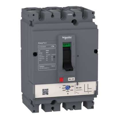 Picture of circuit breaker, EasyPact CVS250F, 36kA at 415VAC, 250A, TM-D trip unit, 3P 3d, sale in AU only