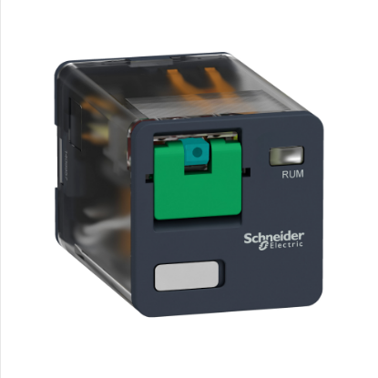 Picture of Harmony, Universal plug-in relay, 10 A, 2 CO, with lockable test button, flat (faston) terminals, 110 V DC