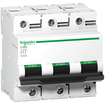Picture of Acti9, Miniature circuit breaker (MCB), Acti9 C120H, 3P, 63A, D curve, 15000A (IEC/EN 60898-1), 15kA (IEC/EN 60947-2)