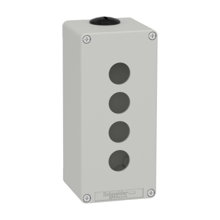 Picture of Die cast empty control station, Harmony XAP, XB2 SL, zinc alloy, grey, M25, 4 cut outs 22mm, 80x175x77mm