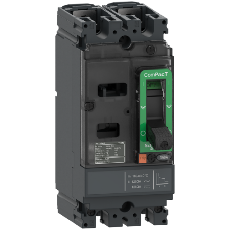 Picture of Circuit breaker, ComPacT NSX160S AC/DC, 70kA/415VAC, 2 poles, TMD trip unit 160A