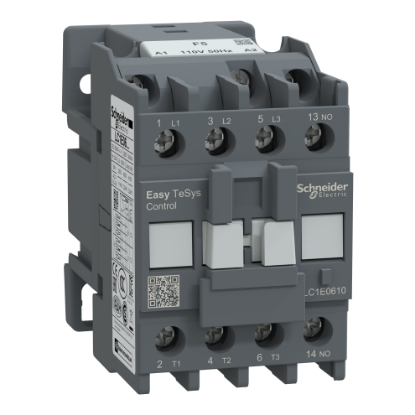 Picture of Contactor,Easy TeSys Control,LC1E,3P(3NO),AC-3,<=440V,6A,110V AC coil,50Hz,1NO auxiliary contact