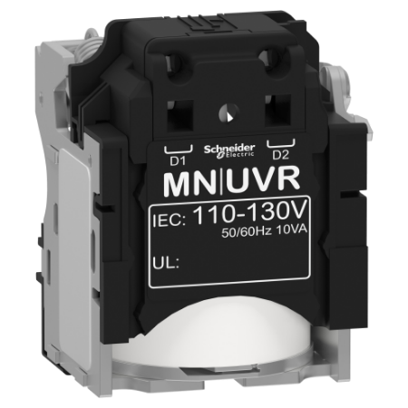 Picture of Undervoltage release MN, ComPacT NSX, rated voltage 110/130VAC 50/60Hz, screwless spring terminal connections