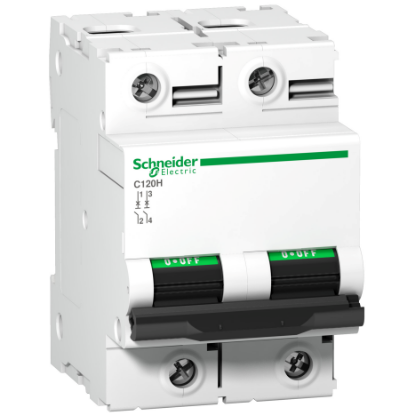 Picture of Acti9, Miniature circuit breaker (MCB), Acti9 C120H, 2P, 100A, D curve, 15000A (IEC/EN 60898-1), 15kA (IEC/EN 60947-2)