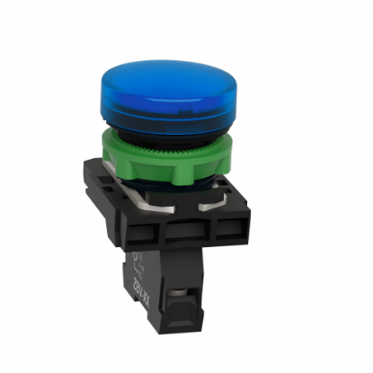 Picture of Harmony XB5, Pilot light, grey plastic, blue, 22mm, universal LED, plain lens, 24V AC DC