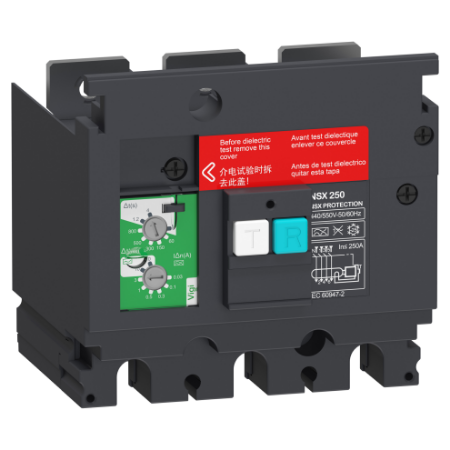 Picture of Earth-leakage add-on protection module VigiPacT, ComPacT NSX 250, 440VAC to 550VAC, 30mA to 30A, 3 poles