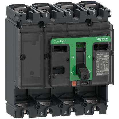 Picture of Circuit breaker basic frame, ComPacT NSX250B, 25kA/415VAC, 4 poles, 250A frame rating, without trip unit