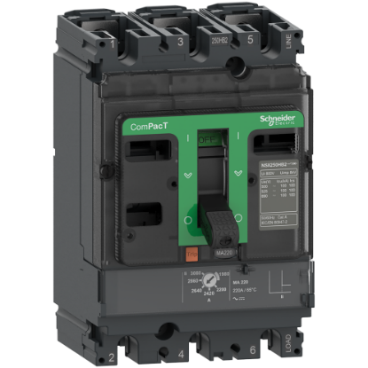 Picture of Circuit breaker, ComPacT NSX100R, 200kA/415VAC, 3 poles, MA trip unit 25A