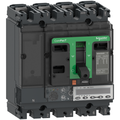 Picture of Circuit breaker, ComPacT NSX100HB1, 75kA/690VAC, 4 poles, MicroLogic 6.2E trip unit 100A