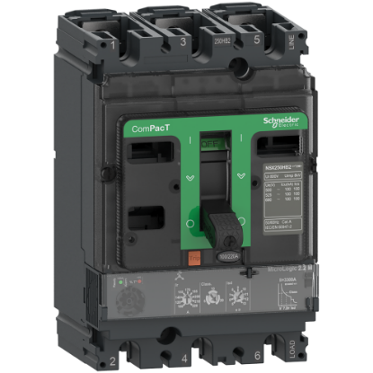 Picture of Circuit breaker, ComPacT NSX100HB1, 75kA/690VAC, 3 poles, MicroLogic 2.2M trip unit 100A