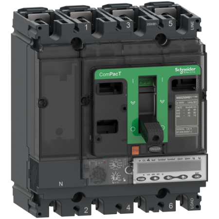 Picture of Circuit breaker, ComPacT NSX100HB1, 75kA/690VAC, 3 poles, MicroLogic 6.2E-M trip unit 25A