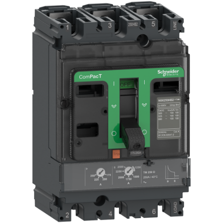 Picture of Circuit breaker, ComPacT NSX250HB2, 100kA/690VAC, 3 poles, TMD trip unit 200A