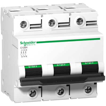 Picture of Acti9, Miniature circuit breaker (MCB), Acti9 C120H, 3P, 125A, D curve, 15000A (IEC/EN 60898-1), 15kA (IEC/EN 60947-2)