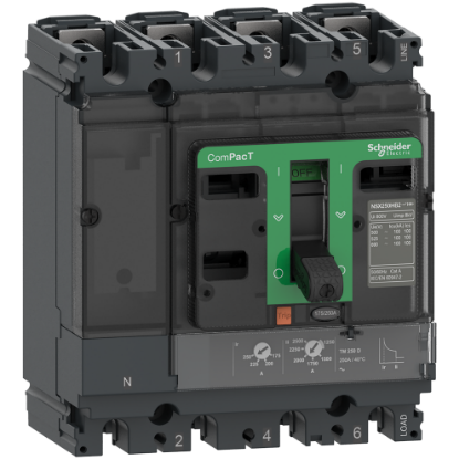Picture of Circuit breaker, ComPacT NSX100F, 36kA/415VAC, 4 poles 3D (neutral not protected), TMD trip unit 25A