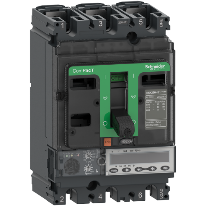 Picture of Circuit breaker, ComPacT NSX250HB2, 100kA/690VAC, 4 poles, MicroLogic 6.2E trip unit 250A