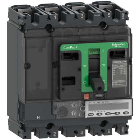 Picture of Circuit breaker, ComPacT NSX100R, 200kA/415VAC, 4 poles, MicroLogic 5.2E trip unit 40A