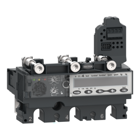 Picture of Trip unit MicroLogic 6.2E, ComPacT NSX250, 3 poles, electronic basic and ground fault protections, energy meter, 250A