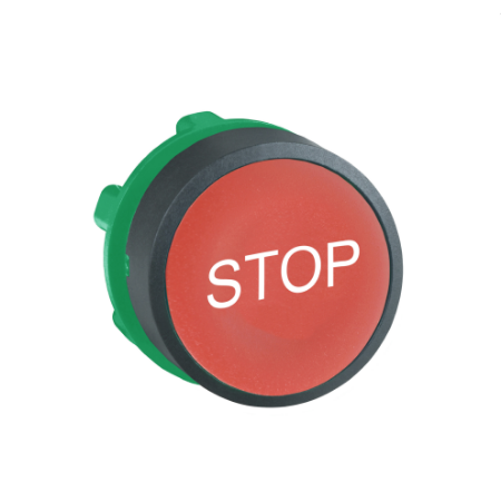 Picture of Harmony XB5, Push button head, plastic, flush, red, 22mm, spring return, marked STOP