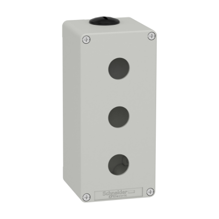 Picture of Die cast empty control station, Harmony XAP, XB2 SL, zinc alloy, grey, M25, 3 cut outs 22mm, 80x175x77mm