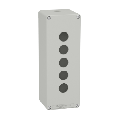Picture of Die cast empty control station, Harmony XAP, XB2 SL, zinc alloy, grey, M25, 5 cut outs 22mm, 80x220x77mm
