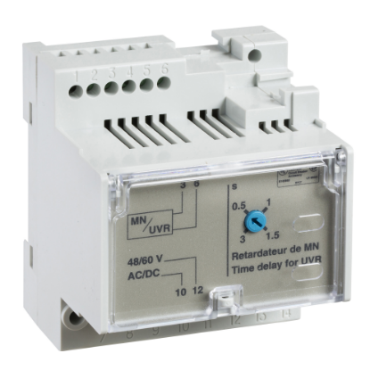 Picture of MN delay unit, MasterPact NT/NW, ComPacT NS, adjustable time delay 0.5s to 3s, 48/60VDC, 48/60VAC 50/60Hz, spare part