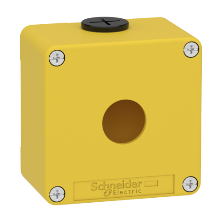 Picture of Die cast empty control station, Harmony XAP, XB2 SL, zinc alloy, yellow, M20, 1 cut out 22mm, 80x80x51,5mm, UL cULus