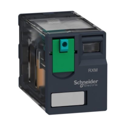 Picture of miniature plug in relay, Harmony Electromechanical Relays, 6A, 4CO, lockable test but to n, 48V DC