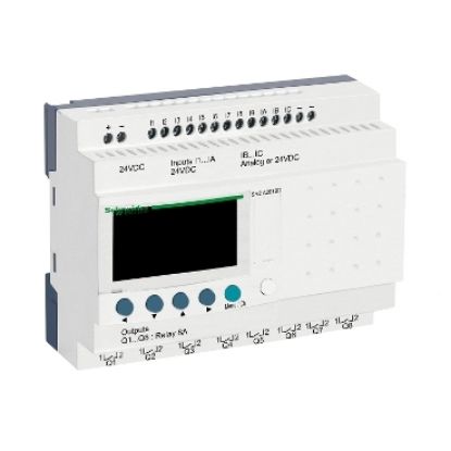 Picture of compact smart relay, Zelio Logic SR2 SR3, 20 IO, 24V DC, no clock, display