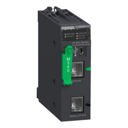 Picture of processor, Modicon M340, max 1024 discrete, 256 analog IO, Modbus, Ethernet
