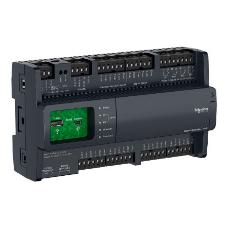 Picture of Automation server, SpaceLogic Plant Room Servers, AS-B-24H, 24 I/O points, BACnet, MS/TP, modbus, manual override, display