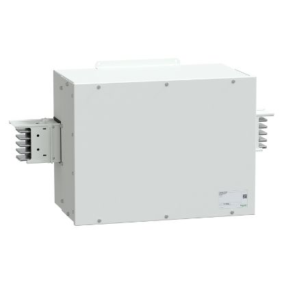 Picture of Central feed unit, Canalis KSA630, aluminium, 500/630A, central mounting, without line protection, 3L+N+PE, RAL9001