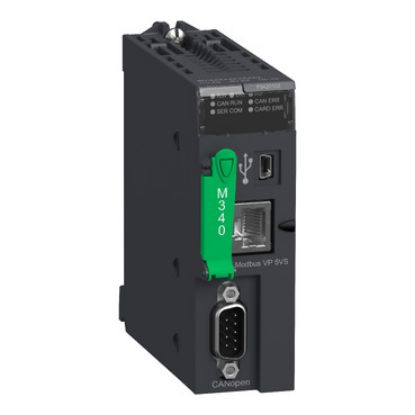 Picture of processor, Modicon M340, max 1024 discrete, 256 analog IO, Modbus, CANopen