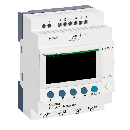 Picture of Zelio Logic, Modular smart relay, 10 I/O, 24 V AC, clock, display