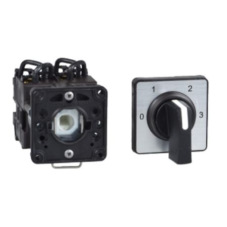 Picture of Cam changeover switch, Harmony K, Ø16 or 22mm , plastic, 3 poles, position 0s, 30°, 10A, 30x30mm, marked 0/1/2/3
