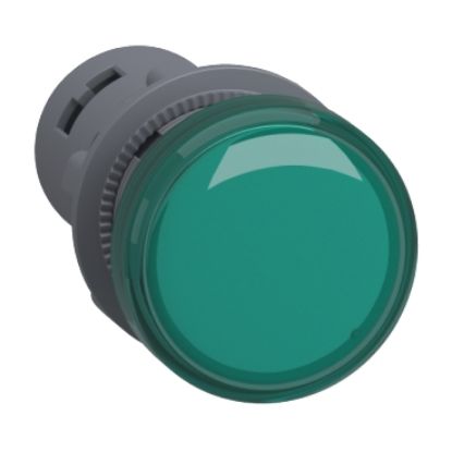 Picture of Monolithic pilot light, Easy Harmony XA2, plastic, green, 22mm, integral LED, screw clamp terminals, 24V AC DC