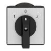 Picture of Complete cam switch, Harmony K1, K2, cam changeover switch, front mounting, plastic, 4 poles, position 0, 30degrees, 32A, 64x64mm, marked 1 0 2