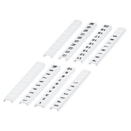 Picture of Marking strip, Linergy TR, clip in type, flat, 6mm, printed characters 31 to 40, printed horizontal, white, Set of 10