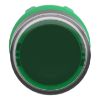 Picture of Harmony XB5, Head for illuminated push button, plastic, green flush, 22mm, universal LED, spring return, plain lens