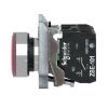 Picture of Illuminated push button, Harmony XB4, metal, red flush, 22mm, universal LED, plain lens, 1NO + 1NC, 24V AC DC