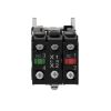 Picture of Illuminated push button, Harmony XB4, metal, orange flush, 22mm, universal LED, plain lens, 1NO + 1NC, 24V AC DC