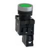 Picture of Complete illuminated push button, Easy Harmony XA2, plastic, flush, green, 22mm, spring return, 220V AC, 1NO