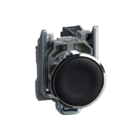 Picture of Push button, metal, Harmony XB4, flush, black, 22mm, spring return, unmarked, 1NO