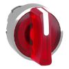 Picture of Head for illuminated selector switch, Harmony XB4, chromium metal, red handle, 22mm, universal LED, 3 positions,
