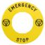 Picture of Legend holder 60mm for emergency stop, plastic, Harmony XB4, yellow, for padlocking, marked EMERGENCY STOP