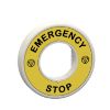 Picture of Illuminated marked legend ring, Harmony XB5, 60mm, plastic, yellow, white or red integral LED, marked EMERGENCY STOP, 24V AC DC