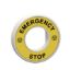 Picture of Illuminated marked legend ring, Harmony XB5, 60mm, plastic, yellow, white or red integral LED, marked EMERGENCY STOP, 24V AC DC