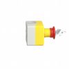 Picture of Harmony XALD XALK, Control station, plastic, yellow lid, 1 red mushroom push button 40mm, key release, 1NC