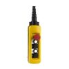 Picture of Pendant control station, Harmony XAC, plastic, yellow, 4 push buttons with NO+NC, 1 emergency stop NC