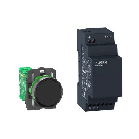 Picture of Harmony XB5R, Wireless push button and non-configurable receiver, plastic, Ø22, with 1 black cap, 24 V DC